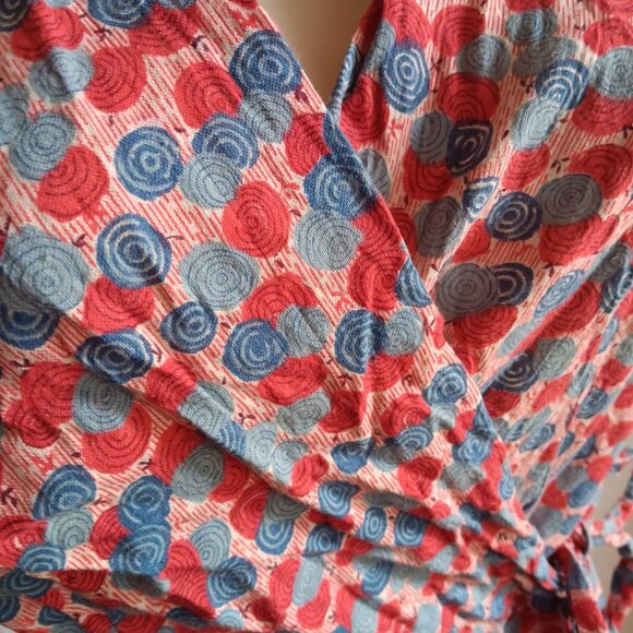 1OF1 Medium Vintage 1940s 50s Apron Wrap Chore Dress Side Tie Handmade MCM Farm - Picture 6 of 13